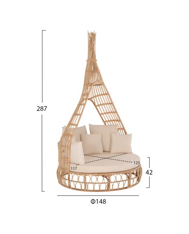 ΚΑΝΑΠΕΣ ΕΞΩΤ.ΧΩΡΟΥ ΣΤΡΟΓΓΥΛΟΣ MARJOM HM9765 ΦΥΣΙΚΟ RATTAN-ΕΚΡΟΥ ΥΦΑΣΜΑ Φ148x287Υεκ.