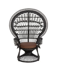 ΠΟΛΥΘΡΟΝΑ ROYAL PEACOCK HM9342.03 RATTAN ΜΑΥΡΟ-ΜΑΞΙΛΑΡΙ ΚΑΦΕ 114x72x150Yεκ.
