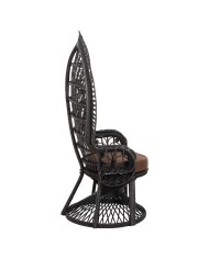 ΠΟΛΥΘΡΟΝΑ ROYAL PEACOCK HM9342.03 RATTAN ΜΑΥΡΟ-ΜΑΞΙΛΑΡΙ ΚΑΦΕ 114x72x150Yεκ.