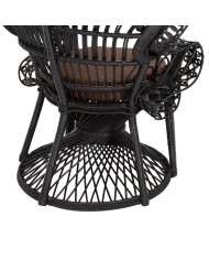 ΠΟΛΥΘΡΟΝΑ ROYAL PEACOCK HM9342.03 RATTAN ΜΑΥΡΟ-ΜΑΞΙΛΑΡΙ ΚΑΦΕ 114x72x150Yεκ.