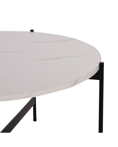 ΤΡΑΠΕΖΙ ΣΑΛΟΝΙΟΥ HM9588.05 MDF ΛΕΥΚΟ ΜΑΡΜΑΡΟ-ΜΑΥΡΗ ΜΕΤΑΛΛΙΚΗ ΒΑΣΗ Φ80x45Υεκ.