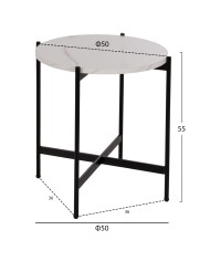 ΒΟΗΘΗΤΙΚΟ ΤΡΑΠΕΖΙ HM9589.05 MDF ΛΕΥΚΟ ΜΑΡΜΑΡΟ-ΜΑΥΡΗ ΜΕΤΑΛΛΙΚΗ ΒΑΣΗ Φ50x55Υεκ.