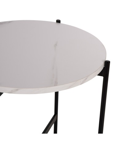 ΒΟΗΘΗΤΙΚΟ ΤΡΑΠΕΖΙ HM9589.05 MDF ΛΕΥΚΟ ΜΑΡΜΑΡΟ-ΜΑΥΡΗ ΜΕΤΑΛΛΙΚΗ ΒΑΣΗ Φ50x55Υεκ.