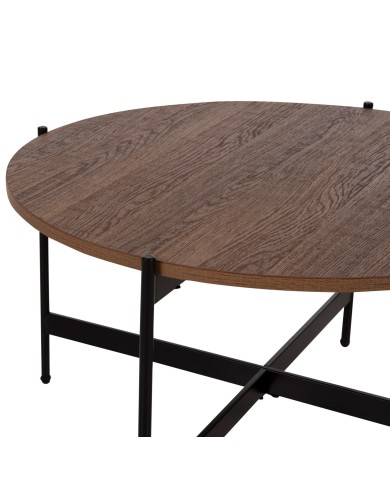 ΤΡΑΠΕΖΙ ΣΑΛΟΝΙΟΥ HM9588.04 MDF ΚΑΡΥΔΙ-ΜΑΥΡΗ ΜΕΤΑΛΛΙΚΗ ΒΑΣΗ Φ80x45Υεκ.