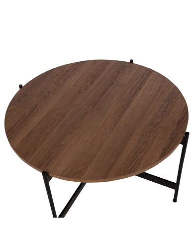 ΤΡΑΠΕΖΙ ΣΑΛΟΝΙΟΥ HM9588.04 MDF ΚΑΡΥΔΙ-ΜΑΥΡΗ ΜΕΤΑΛΛΙΚΗ ΒΑΣΗ Φ80x45Υεκ.