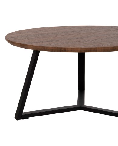 ΤΡΑΠΕΖΙ ΣΑΛΟΝΙΟΥ ΣΤΡΟΓΓΥΛΟ ROCKET HM9586.04 MDF WALNUT-ΜΑΥΡΗ ΣΑΓΡΕ ΒΑΣΗ Φ80x42Υεκ.