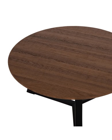 ΤΡΑΠΕΖΙ ΣΑΛΟΝΙΟΥ ΣΤΡΟΓΓΥΛΟ ROCKET HM9586.04 MDF WALNUT-ΜΑΥΡΗ ΣΑΓΡΕ ΒΑΣΗ Φ80x42Υεκ.