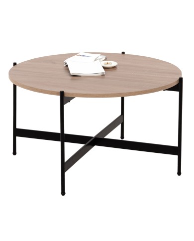 ΤΡΑΠΕΖΙ ΣΑΛΟΝΙΟΥ HM9588.03 MDF ΣΟΝΑΜΑ-ΜΑΥΡΗ ΜΕΤΑΛΛΙΚΗ ΒΑΣΗ Φ80x45Υεκ.