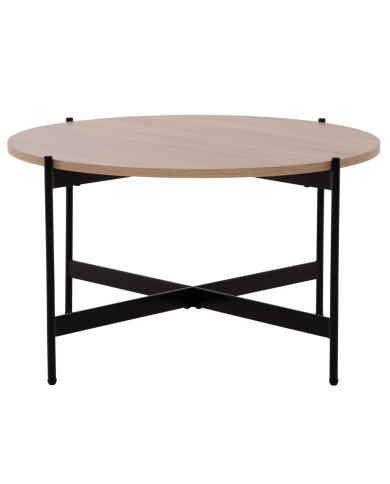 ΤΡΑΠΕΖΙ ΣΑΛΟΝΙΟΥ HM9588.03 MDF ΣΟΝΑΜΑ-ΜΑΥΡΗ ΜΕΤΑΛΛΙΚΗ ΒΑΣΗ Φ80x45Υεκ.
