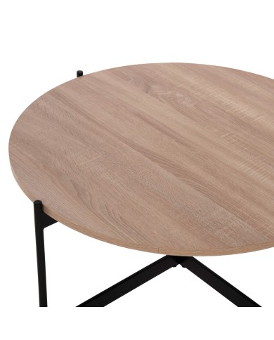 ΤΡΑΠΕΖΙ ΣΑΛΟΝΙΟΥ HM9588.03 MDF ΣΟΝΑΜΑ-ΜΑΥΡΗ ΜΕΤΑΛΛΙΚΗ ΒΑΣΗ Φ80x45Υεκ.