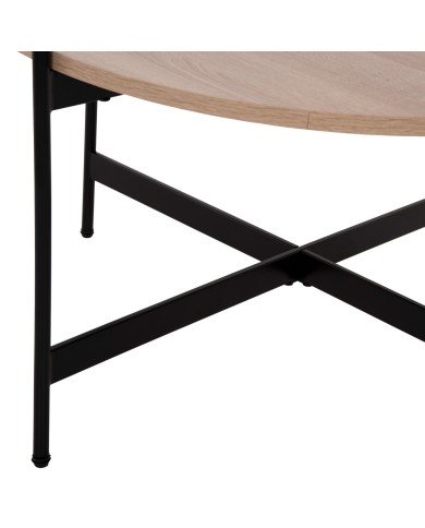 ΤΡΑΠΕΖΙ ΣΑΛΟΝΙΟΥ HM9588.03 MDF ΣΟΝΑΜΑ-ΜΑΥΡΗ ΜΕΤΑΛΛΙΚΗ ΒΑΣΗ Φ80x45Υεκ.