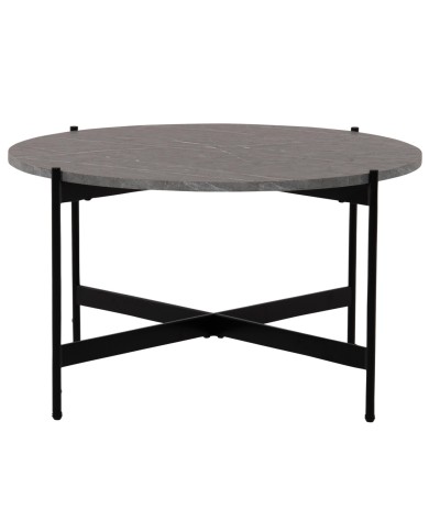ΤΡΑΠΕΖΙ ΣΑΛΟΝΙΟΥ HM9588.02 MDF ΓΚΡΙ ΜΑΡΜΑΡΟ-ΜΑΥΡΗ ΜΕΤΑΛΛΙΚΗ ΒΑΣΗ Φ80x45Υεκ.
