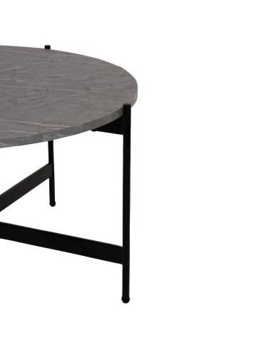 ΤΡΑΠΕΖΙ ΣΑΛΟΝΙΟΥ HM9588.02 MDF ΓΚΡΙ ΜΑΡΜΑΡΟ-ΜΑΥΡΗ ΜΕΤΑΛΛΙΚΗ ΒΑΣΗ Φ80x45Υεκ.