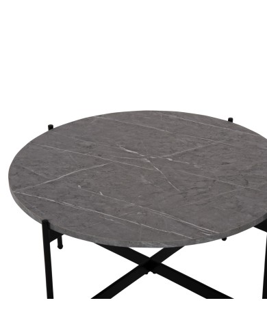 ΤΡΑΠΕΖΙ ΣΑΛΟΝΙΟΥ HM9588.02 MDF ΓΚΡΙ ΜΑΡΜΑΡΟ-ΜΑΥΡΗ ΜΕΤΑΛΛΙΚΗ ΒΑΣΗ Φ80x45Υεκ.