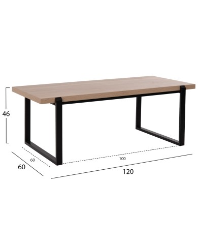 ΤΡΑΠΕΖΙ ΣΑΛΟΝΙΟΥ SHABEN HM9585.03 MDF SONOMA-ΜΑΥΡΗ ΜΕΤΑΛΛΙΚΗ ΒΑΣΗ 120x60X46Yεκ.