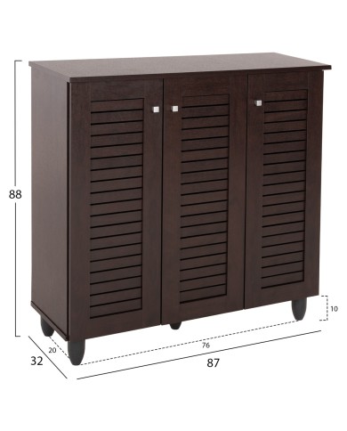 ΠΑΠΟΥΤΣΟΘΗΚΗ-ΝΤΟΥΛΑΠΑ PROLLY HM9609.01 ΜΕΛΑΜΙΝΗ WENGE-3ΠΟΡΤΕΣ-4ΡΑΦΙΑ 87x32x88Υεκ.