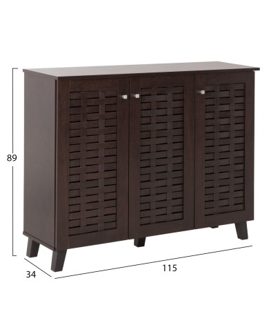 ΠΑΠΟΥΤΣΟΘΗΚΗ-ΝΤΟΥΛΑΠΙ PRODY HM9610.01 ΜΕΛΑΜΙΝΗ WENGE 3 ΠΟΡΤΕΣ 115x34x89Υεκ.
