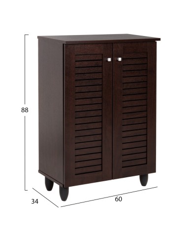 ΠΑΠΟΥΤΣΟΘΗΚΗ-ΝΤΟΥΛΑΠΑ PROLLY HM9608.01 ΜΕΛΑΜΙΝΗ WENGE-2ΠΟΡΤΕΣ-4ΡΑΦΙΑ 60x34x88Υεκ.