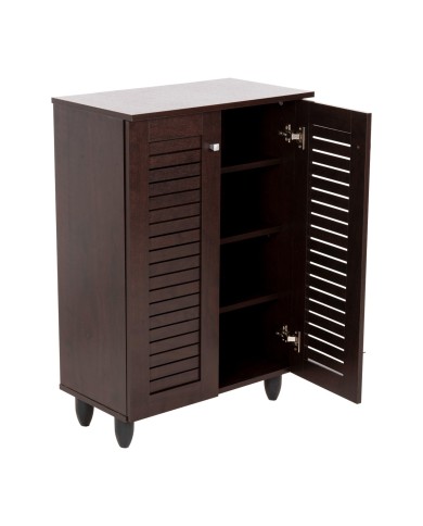 ΠΑΠΟΥΤΣΟΘΗΚΗ-ΝΤΟΥΛΑΠΑ PROLLY HM9608.01 ΜΕΛΑΜΙΝΗ WENGE-2ΠΟΡΤΕΣ-4ΡΑΦΙΑ 60x34x88Υεκ.
