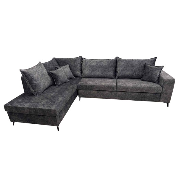 Καναπές γωνία γκρι αλέκιαστο ύφασμα Home eagles  σκελετό ξύλινο Ελληνικής κατασκευής 3x2x90εκ