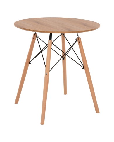 ΤΡΑΠΕΖΙ MINIMAL ΣΤΡΟΓΓΥΛΟ HM0059.04 MDF ΣΕ ΦΥΣΙΚΟ-ΠΟΔΙΑ ΟΞΙΑΣ ΦΥΣΙΚΟ Φ80Χ72Υεκ.