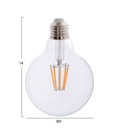 ΛΑΜΠΤΗΡΑΣ GLOBO LED FILAMENT 8W E27 3000K ΔΙΑΦΑΝΟΣ DIMMABLE HM4050.01